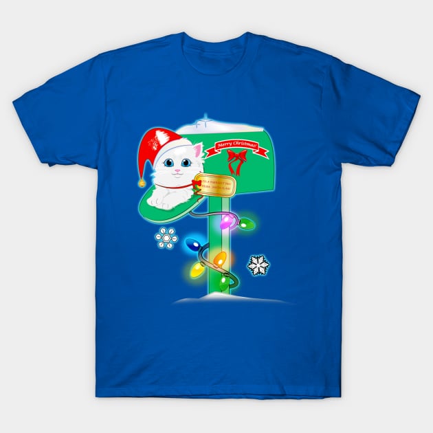 Cute Holiday Kitten in a Mailbox T-Shirt by PenguinCornerStore